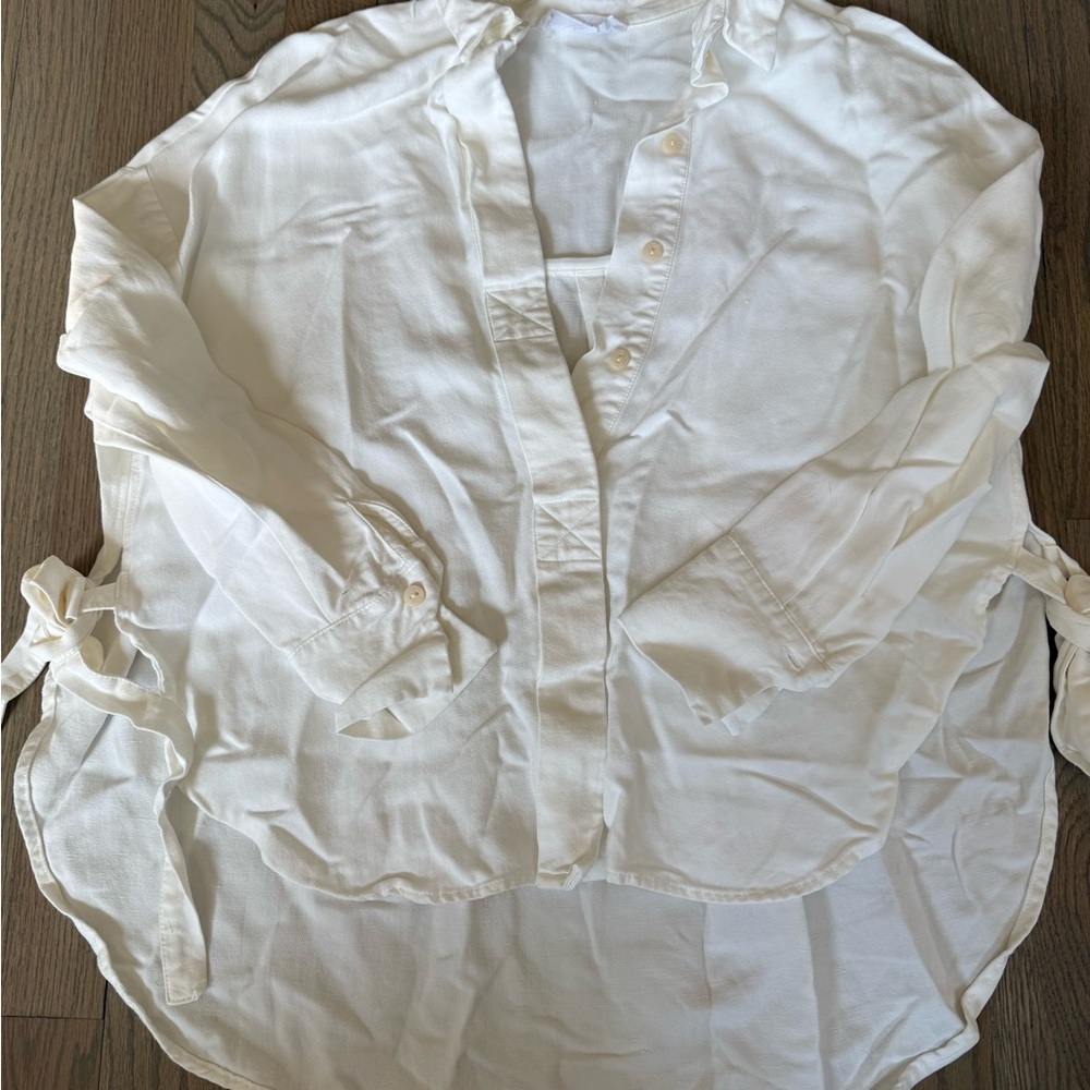 Mango White Button-Up Blouse With Ties XS - Picture 5 of 7